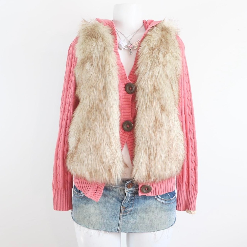 vintage old navy faux fur vest | y2k 2000s boho fur gilet